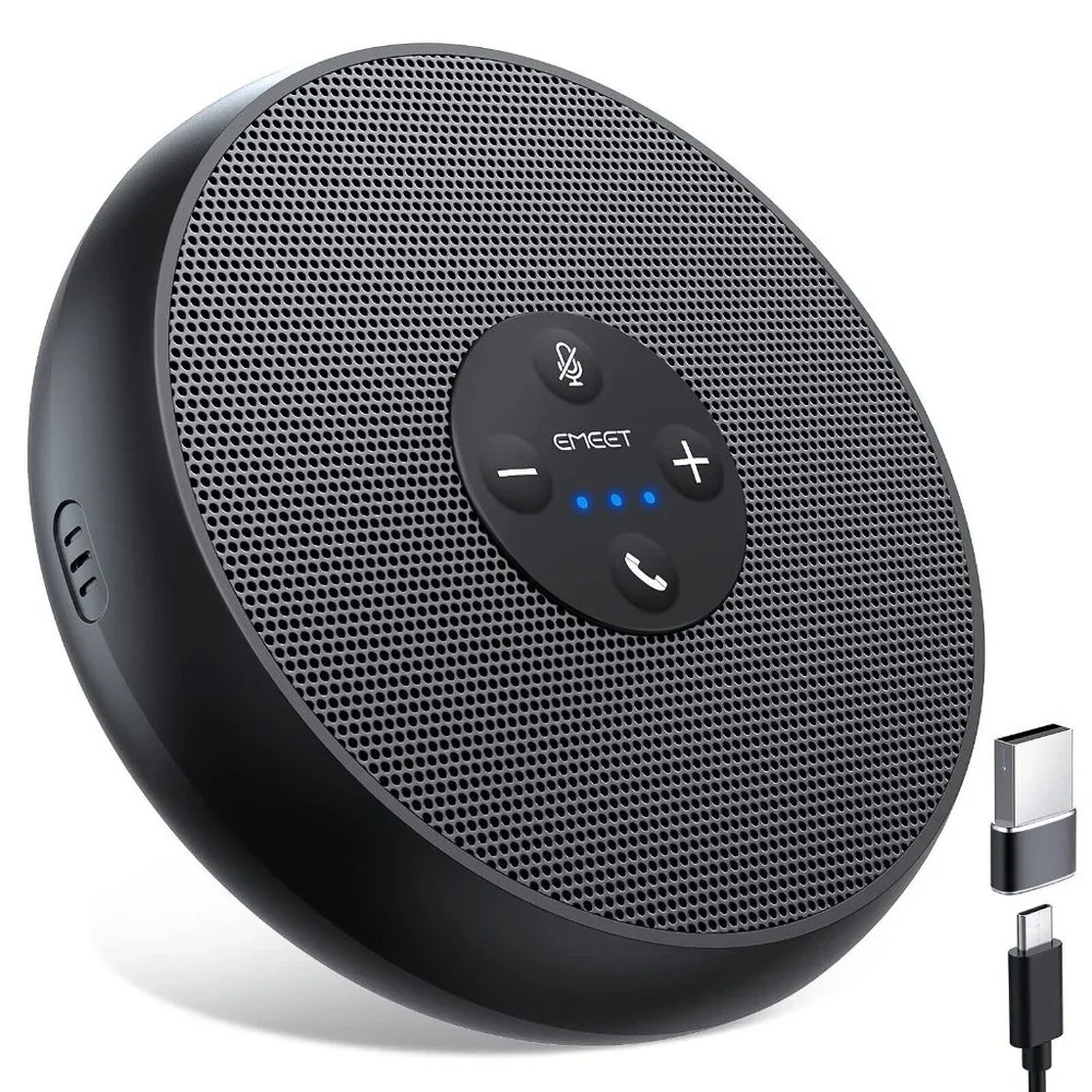 EMEET USB Speakerphone, M1A Zoom Certified AI Mics 360°Voice Pickup USB NOB